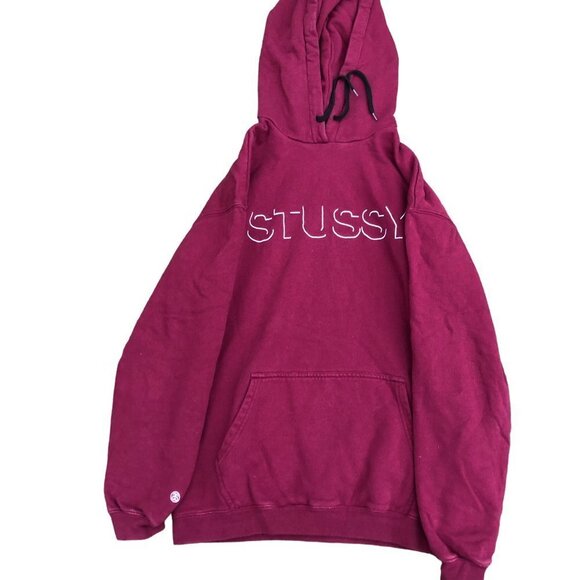 VINTAGE Stussy Hoodie Medium Burgandy - Picture 5 of 10